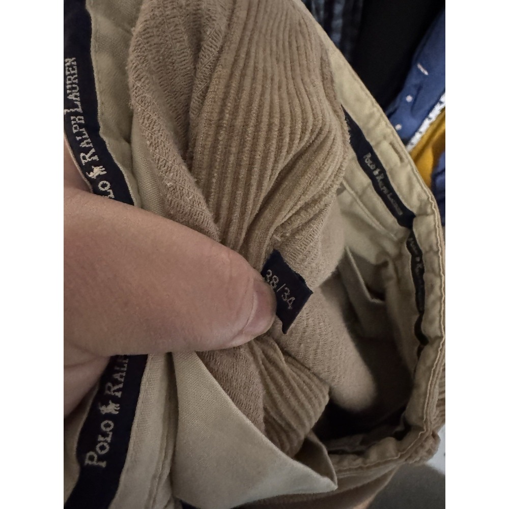 Polo Ralph Lauren Corduroy Pants Mens 38x34 Tan Pleated Polo Cords Classic Fit - Picture 7 of 7
